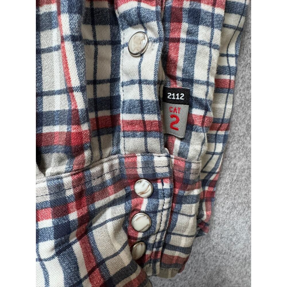 Carhartt FR Flame Resistant Plaid Work Shirt Large CAT 2 Western Snap - Picture 3 of 9